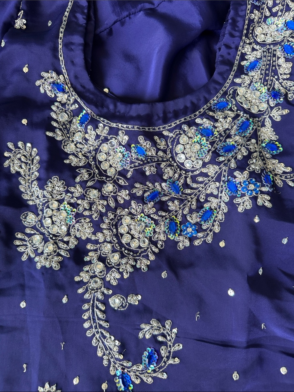 Navy Crepe Salwar Kameez - Heavy Work - Picture 10 of 10